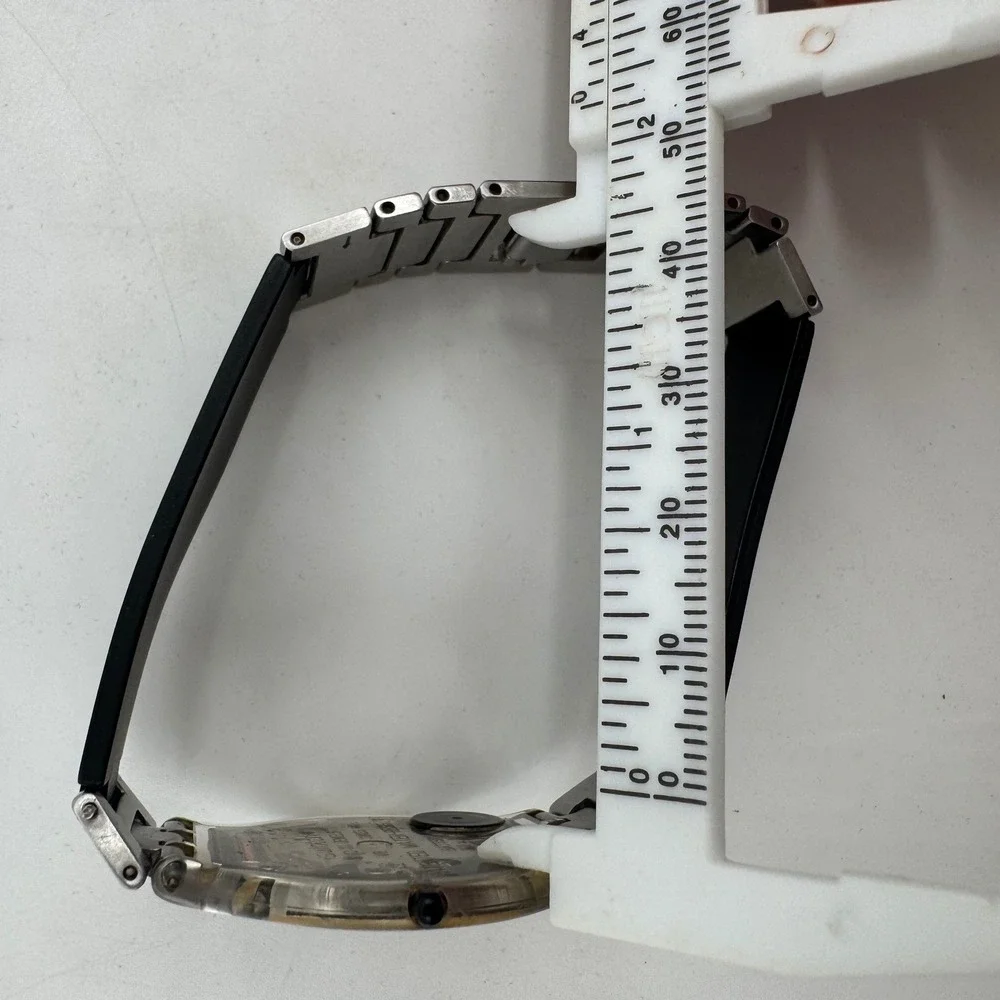 Swatch Skin 1999 Vintage Ultra Thin Watch Black Dial Silver Steel Rubber Strap‎